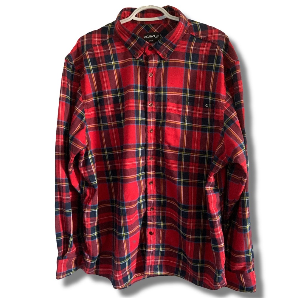 Kavu Plaid Flannel Button Down Long Sleeve Shirt Size XXL